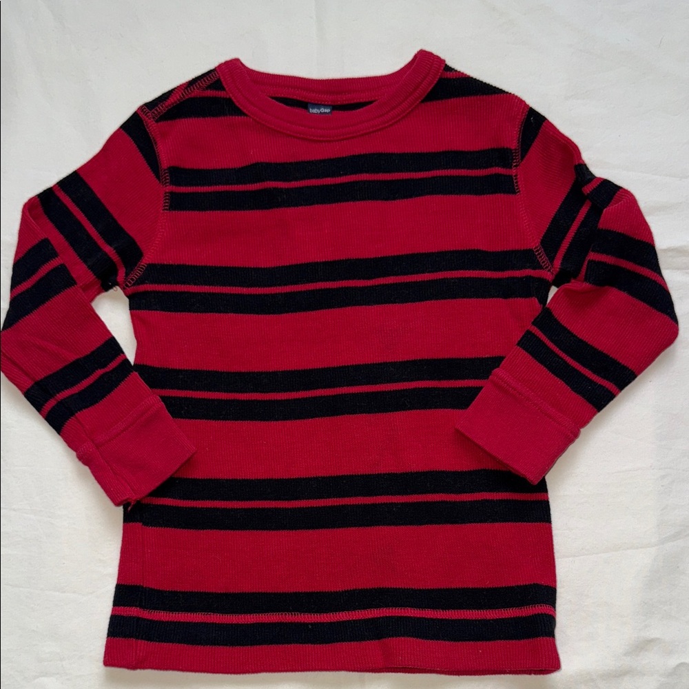 GAP Kids boys Red and Black Striped Long Sleeve Tee size 2 years